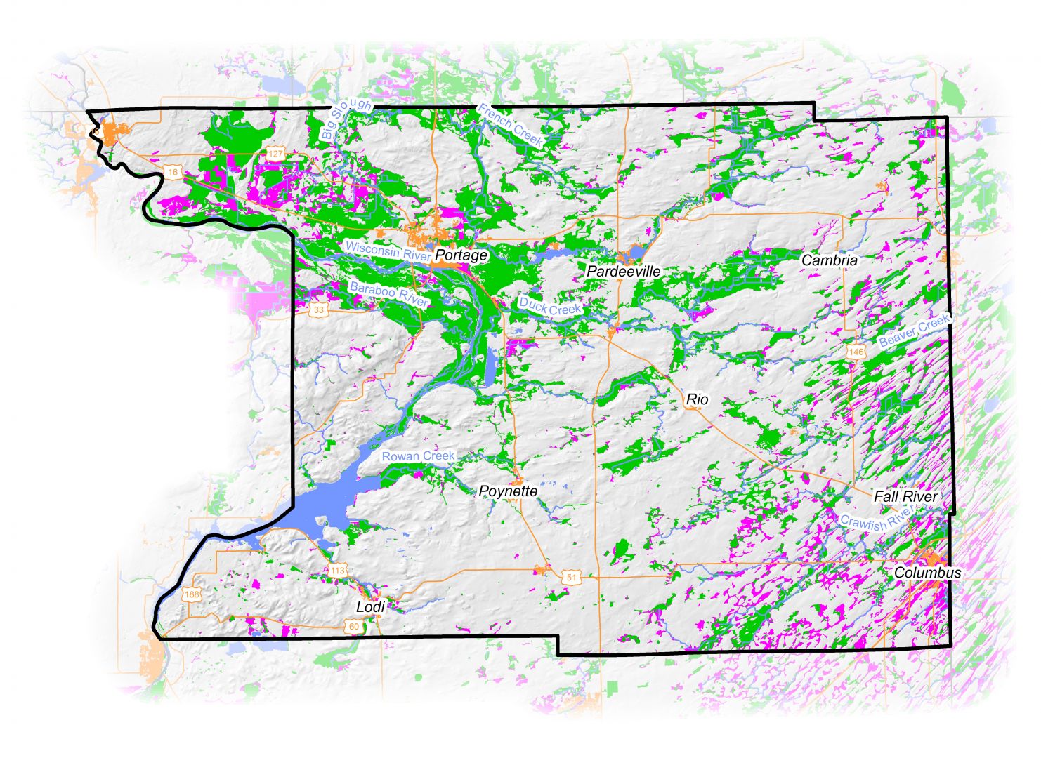 Map of wetlands