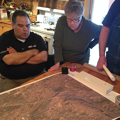 Group looking at wetland map Group looking at wetland map
