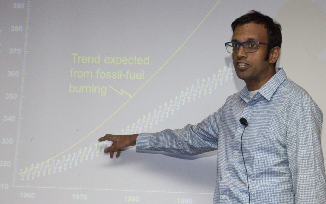 Prof. Ankur Desai gives his presentation on wetland resilience at the 2018 Wetland Science Conference.