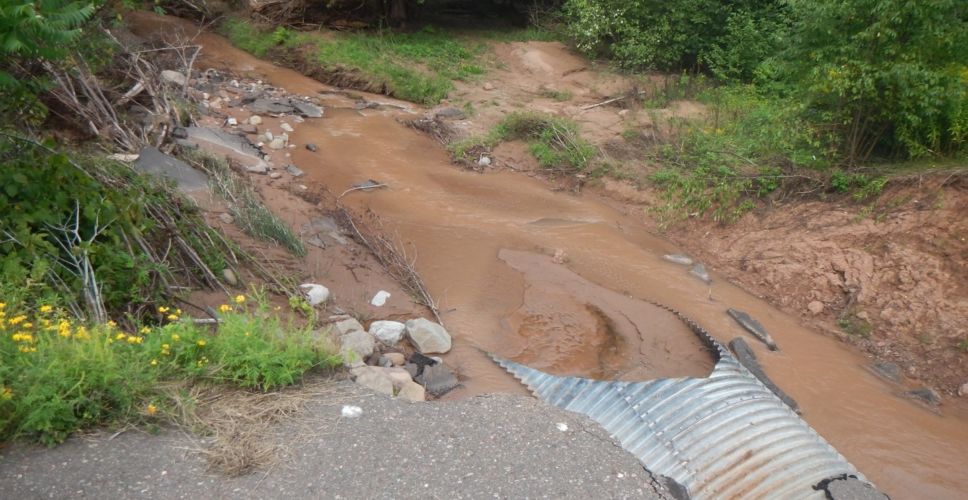 Road culvert washed out by high water.