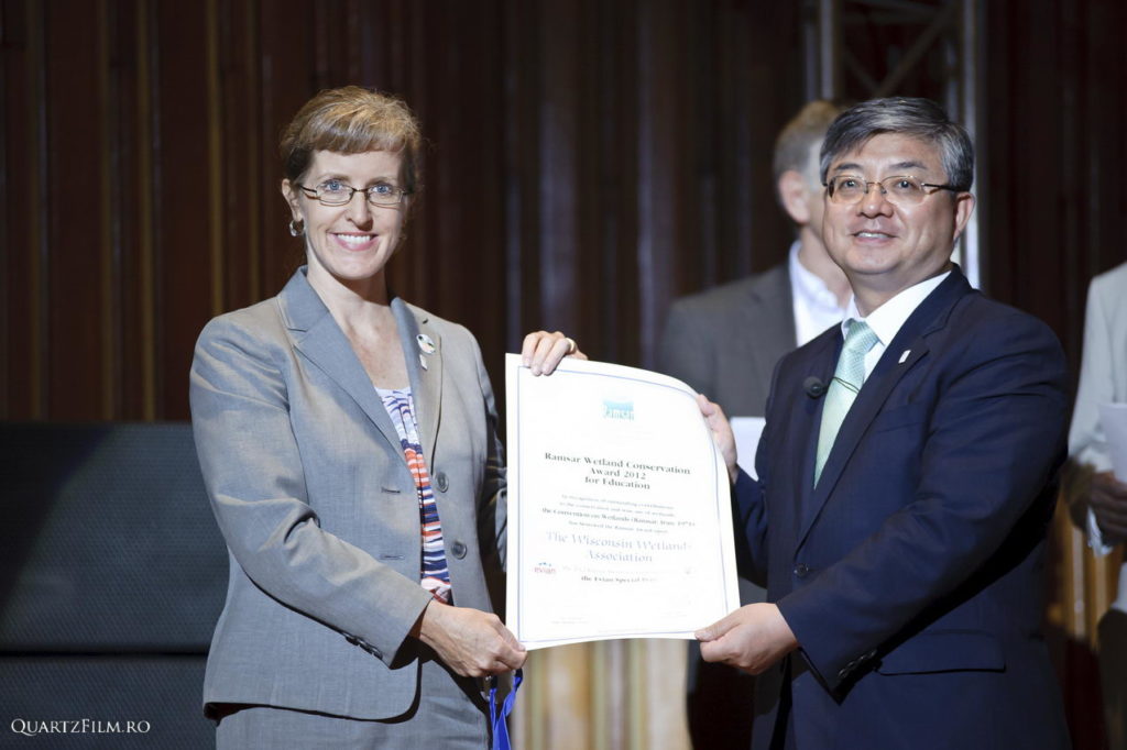 WWA's Katie Beilfuss accepting our Ramsar award.