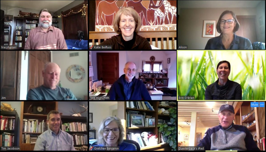 A screenshot of a Zoom virtual meeting with WWA staff and board.