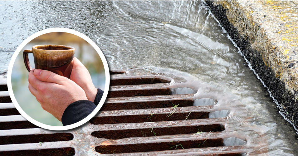 Stormwater running down a stormwater drain.