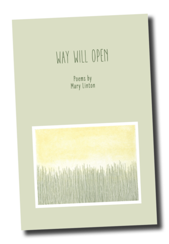 The cover art for "Way Will Open" is a soft green background with a charming illustration of grasses against a yellow sky.